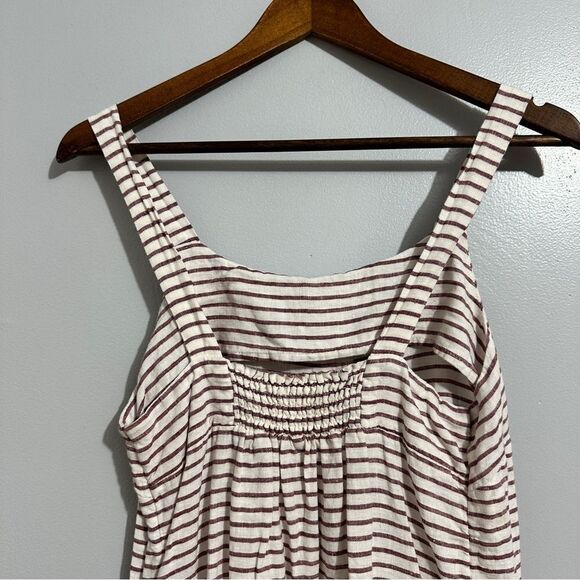 Artisan NY Dress 100% Linen Knee Length Faux Button Stripe Red White size XS - Picture 5 of 7